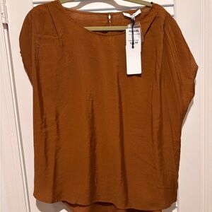 Ro & De Short Sleeve Blouse in Rust Brown